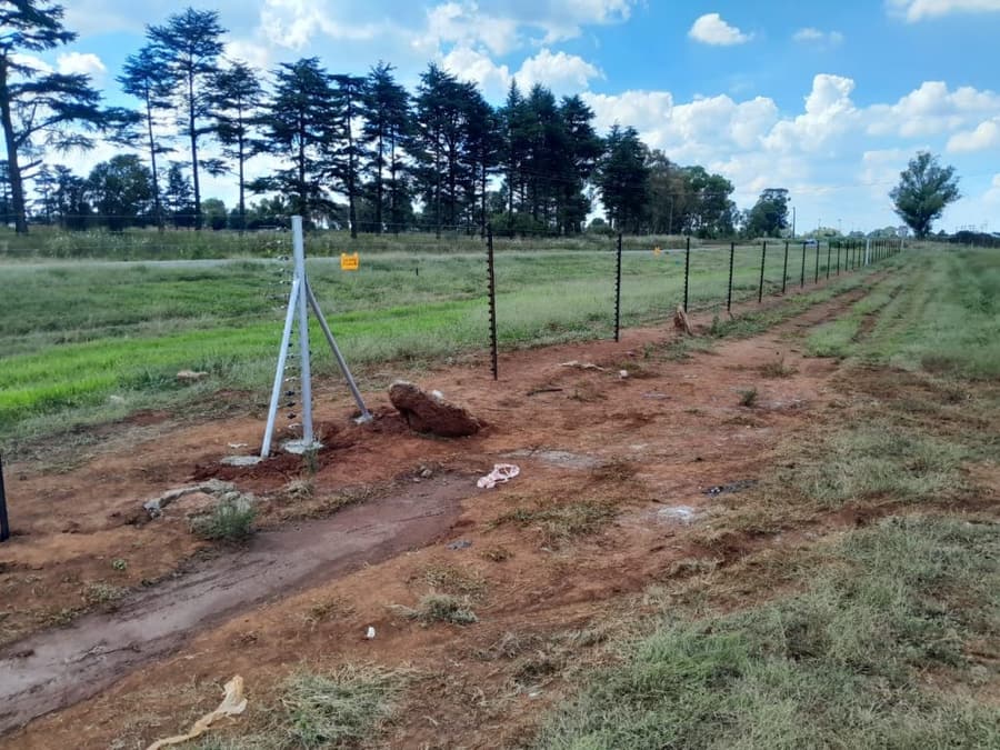 Electric fencing installed on a rural boundary